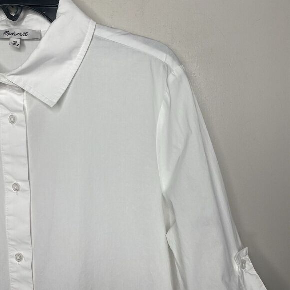 MADEWELL Shirt Dress Women XS Button Front Mini Cotton Poplin Crisp White NS126 - Picture 5 of 13